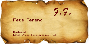 Fets Ferenc névjegykártya